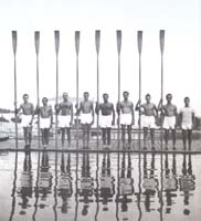 Prvi seniori nakon rata D. Grdovic, Vladovic, Skoric, B. Grdovic, Peric, Simunov, Aras, Ivic i korm. Dvornik, Zadar 1949.